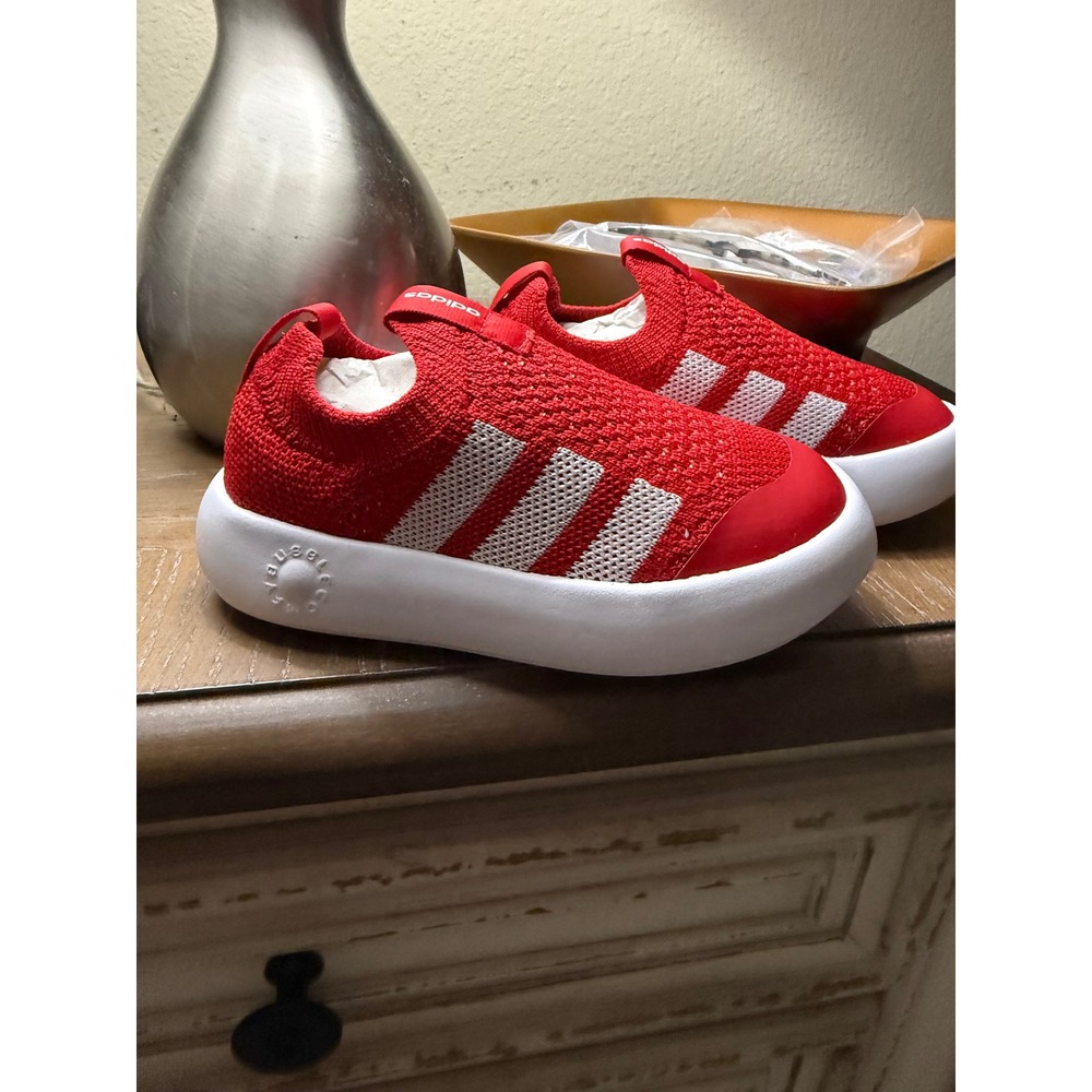 Adidas Bubblecom Toddler Sneakers Red White Knit Slip On Shoes JI1609 Kids 9K